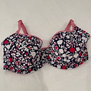 Freya Bikini Top in Navy and Red Floral - EUC